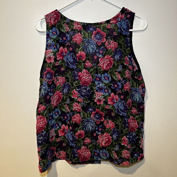 Vtg‎ Floral Button Front Top Judy Knapp Medium Summer Vacation Beachy Hawaiian - Picture 4 of 6
